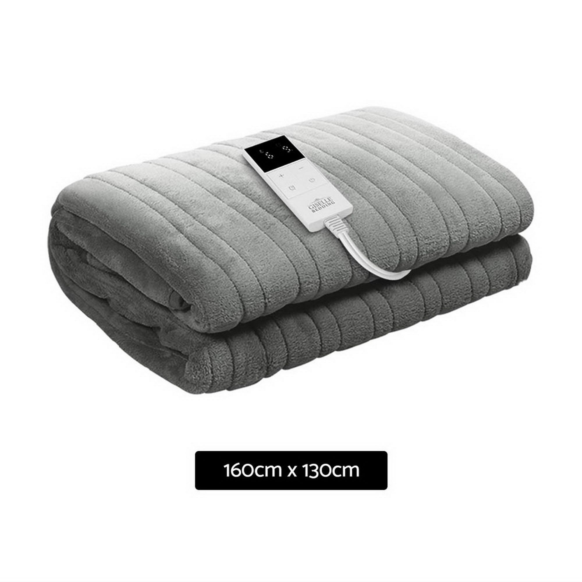 Giselle Bedding Heated Electric Throw Rug Fleece Sunggle Blanket Washable Silver — image 2