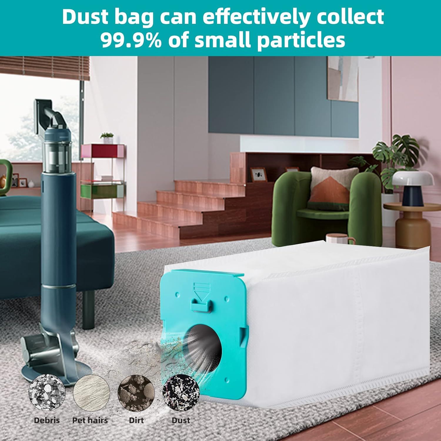 12 Pack VCA-ADB953 Dust Bags Compatible with SAMSUNG BESPOKE Jet Cordless Stick Vacuum Cleaner, Large Capacity Disposable Replacement Bags, All in One Clean — image 5
