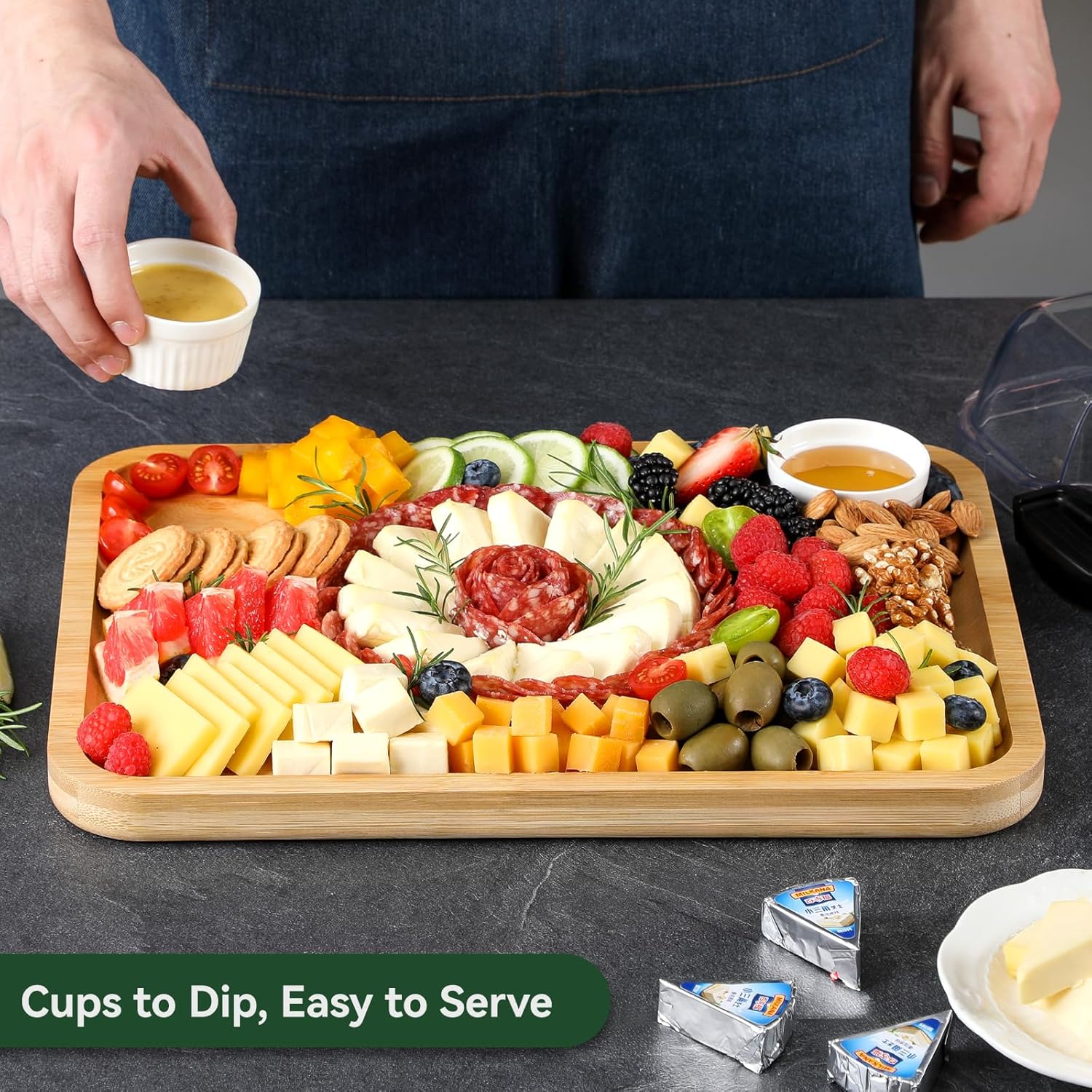 Charcuterie Boards with Lid, Bamboo Cheese Board Set with Locking Lid with Handle, Charcuterie Board Accessories - House Warming Gifts New Home, Bridal Shower โ image 3