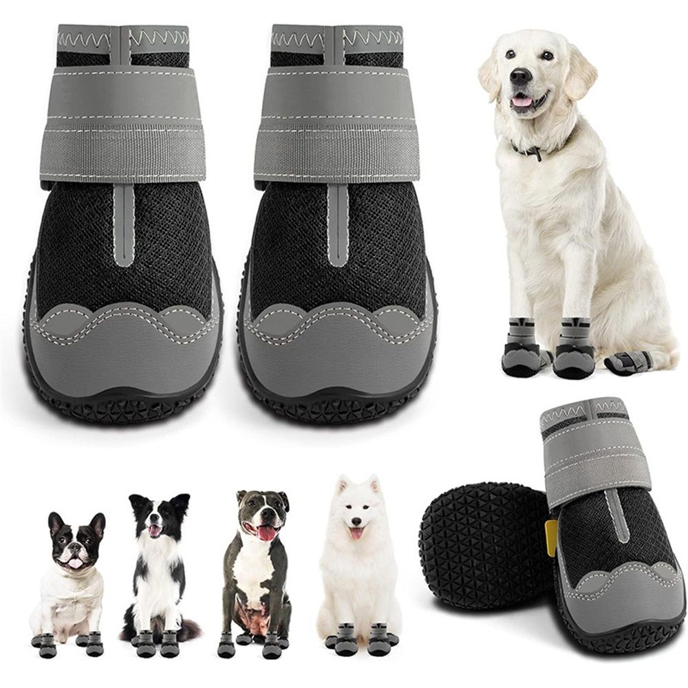 Dog Booties, Waterproof Dog Shoes for Large Medium Small Dogs, Adjustable Non-Slip Rubber Paw Protector Black Size 2 โ image 3