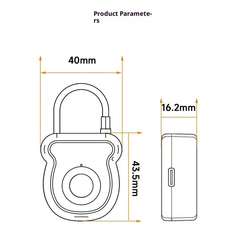 Fingerprint Padlock for Gym Locker w/USB Key, Biometric Lock 20 User for Luggage Backpack Case Toolbox Suitcase Zipper Handbag, Keyless Cable Latch for Travel — image 2