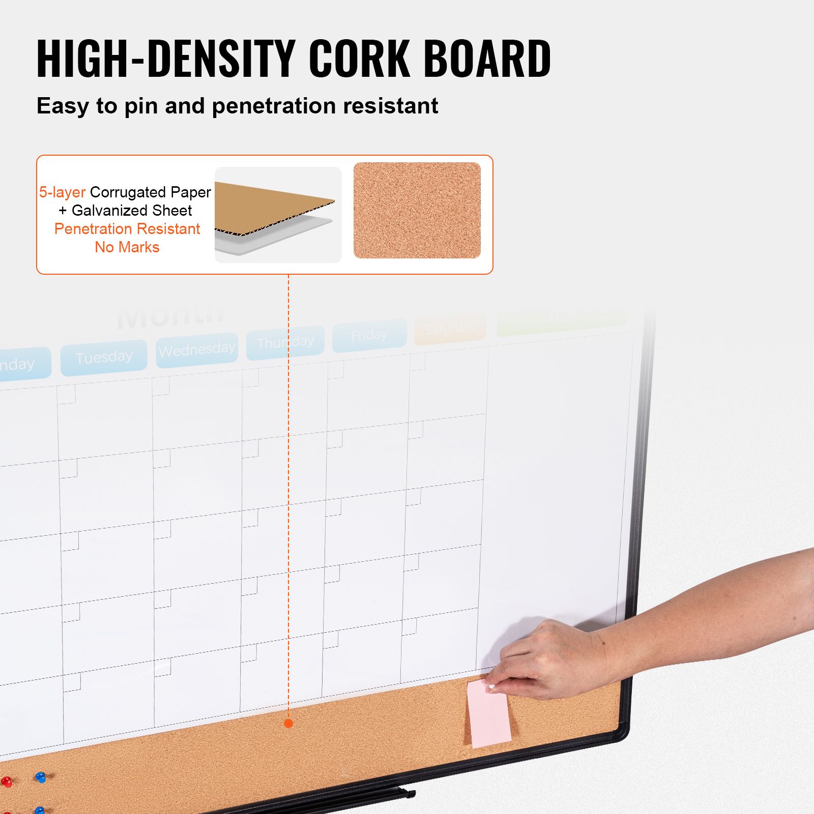 36"x 24" Monthly Calendar Whiteboard & Cork Board Combo with Aluminum Frame – 2-in-1 Magnetic Dry Erase Bulletin Board for Wall Mount – Ideal for School, Home — image 4