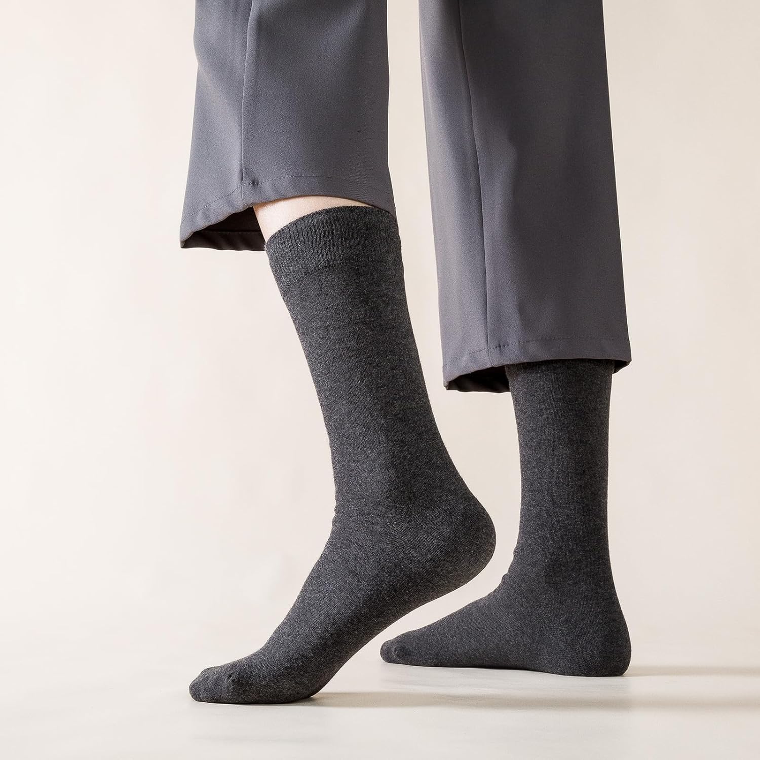 Men's Dress Socks 6 pairs Black Cotton Crew Socks, Anti-Odor&Breathable for Business/Casual, Size 6-15 — image 5