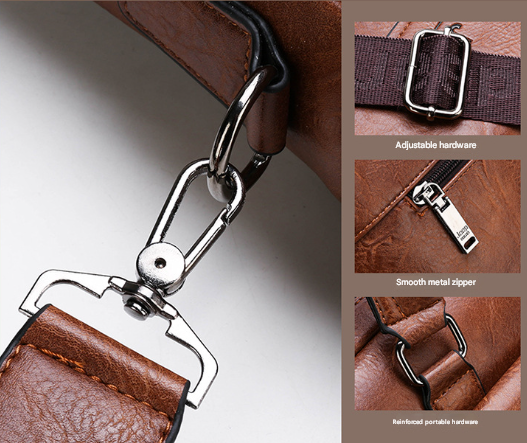 Coffee Men's PU Leather Briefcase - Vintage Style Laptop Messenger Bag, Crossbody Satchel for Business & Casual โ image 5