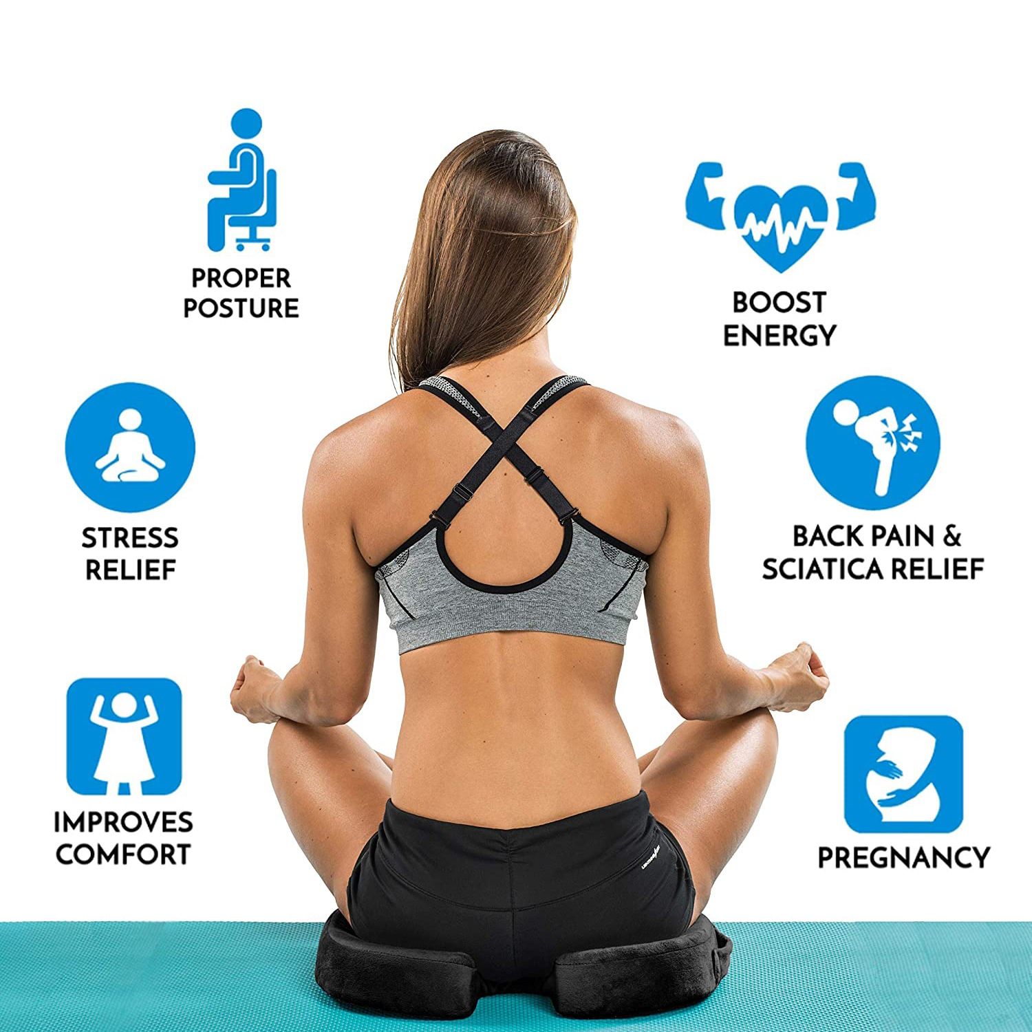 Cooling Gel Seat Cushion for Long Sitting - Memory Foam Chair Pillow for Sciatica Pain Relief - Orthopedic Gel & Memory Foam — image 4