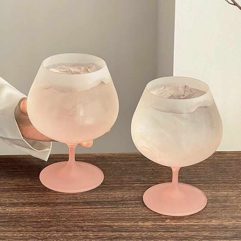 gradient frosted glass goblets, French stemware wine glasses, elegant juice cups Australia, designer drinkware home, stylish glassware gifts - Green - Size โ image 3