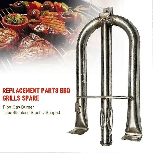U Shaped Gas Grill Burner Tube Stainless Steel Adjustable Universal Replacement for Gas Grills Silver — image 2