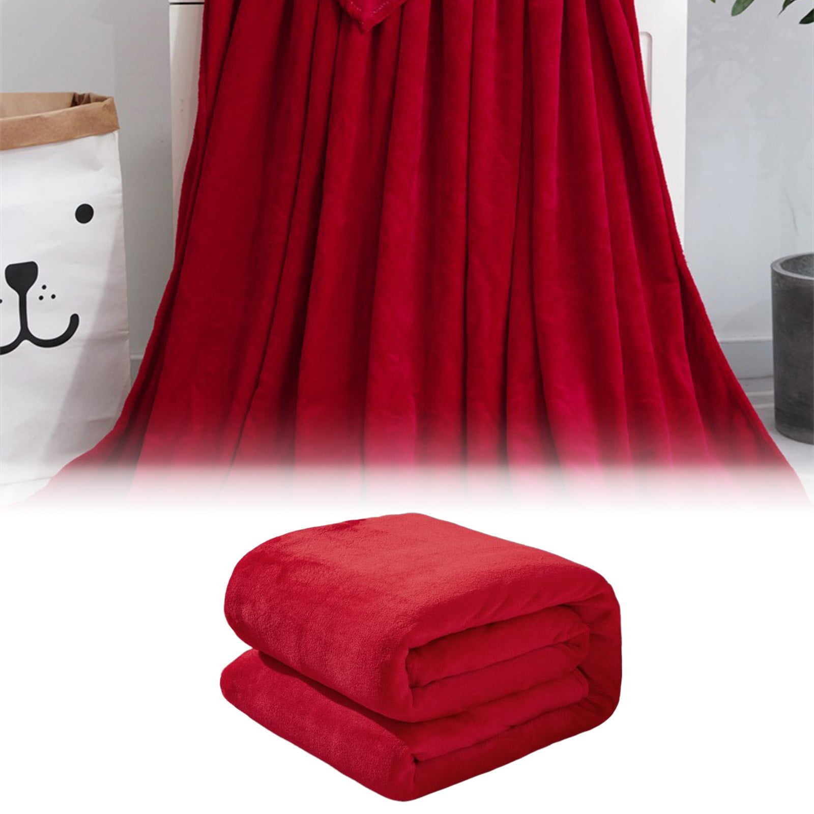 Fleece Throw Blanket, Soft Plush Flannel Microfiber Couch and Bed Blanket for Sofa, Home and Winter Comfort, Red, 70x100cm โ image 2