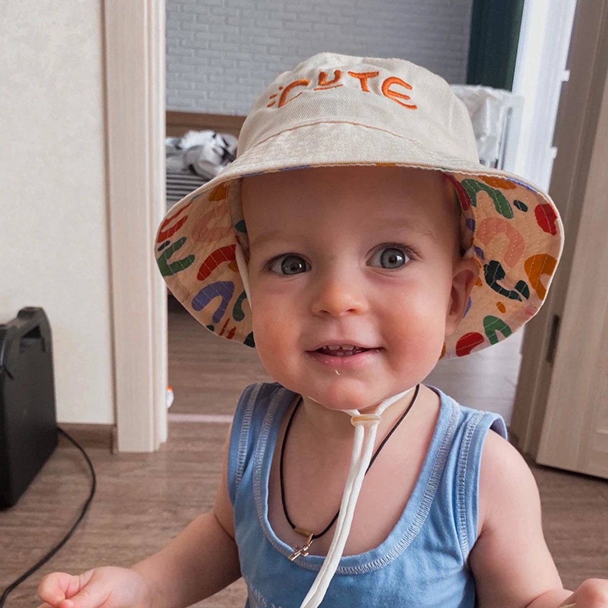 Baby Hat - Reversible Summer Hat - Summer Hat with Embroidered Letters - Size 48 โ image 5
