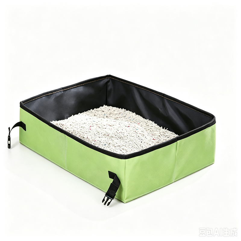 Portable Foldable Cat Litter Box for Travel,small green