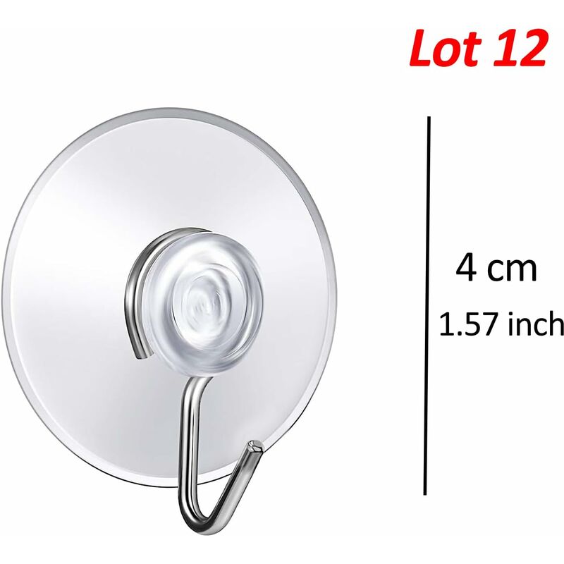 12 Pack Suction Cup Wall Hooks, Small Plastic Suction Cups With ROund Hook For Bathroom And Kitchen (4Cm) โ image 2