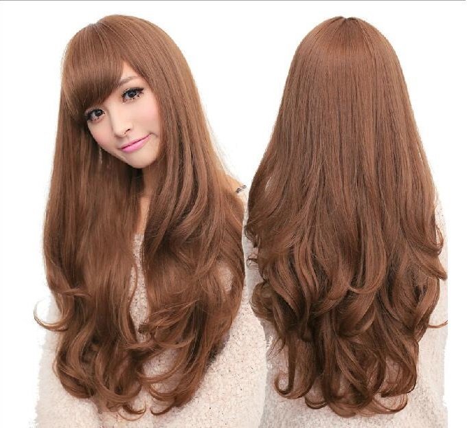 Long Wavy Curly Full Hair Wigs w Side Bangs Cosplay Costume Fancy Anime Womens, Flaxen โ image 2