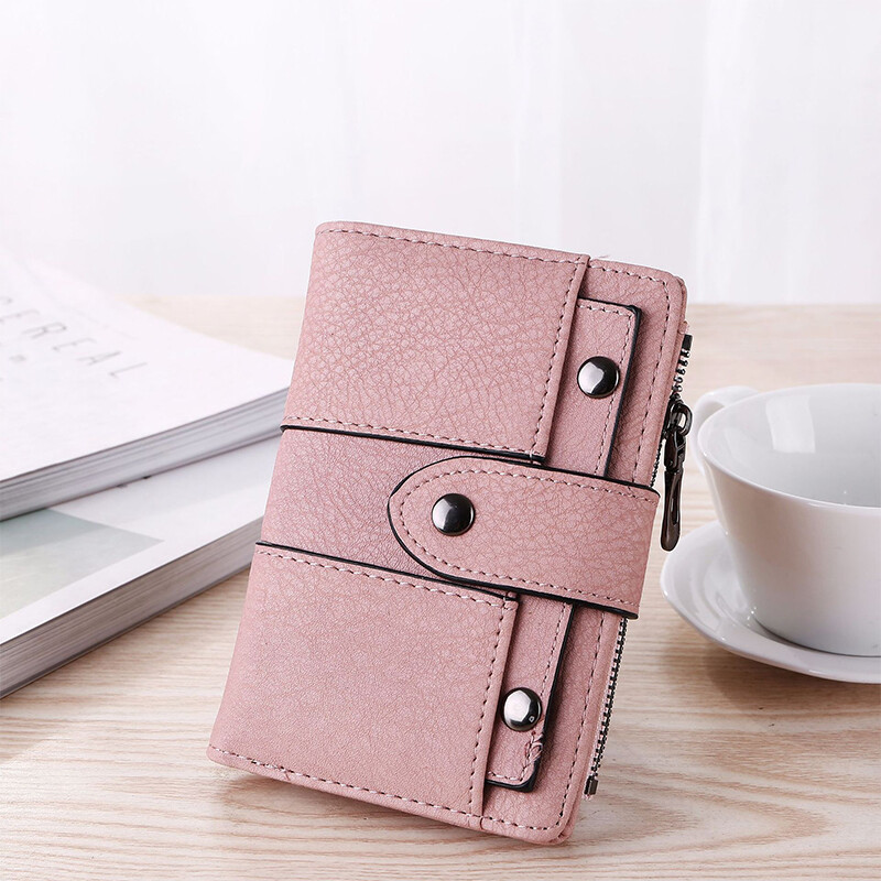 The New Trendy Foldable Small Wallet Women Leather Card Holder Wallet Black โ image 6