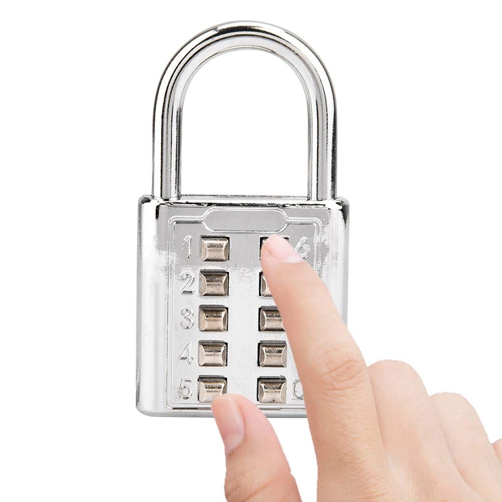 10 Digit Push Button Combination Padlock, Zinc Alloy Cabinet Locker Combo Lock & Blind Bouton Padlock,5 Digit Password Padlock for School Gym Locker, Sports — image 4