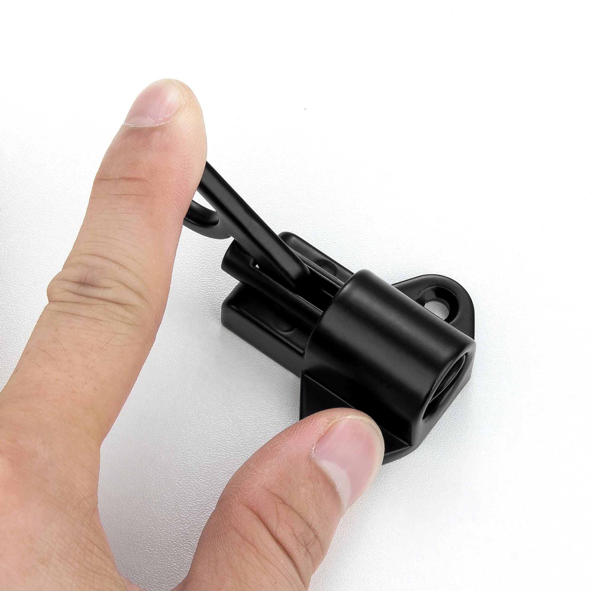 Black Spring Door Lock,Resilient Bolt Latch Aluminum Alloy Safety Automatic Spring Barrel Slide Door Lock with Screws — image 4