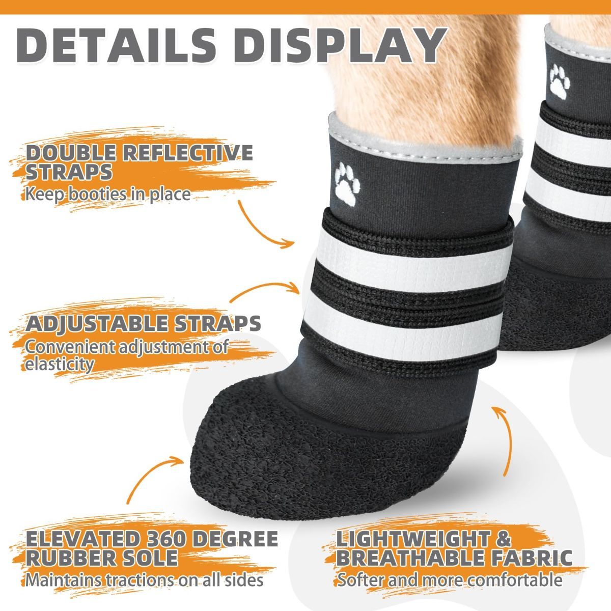 Dog Shoes for hot/Cold Pavement, Waterproof Dog Booties to Prevent Licking for Small Medium Large Size Dogs, Anti-Slip Dogs Boots & Paw Protectors — image 2