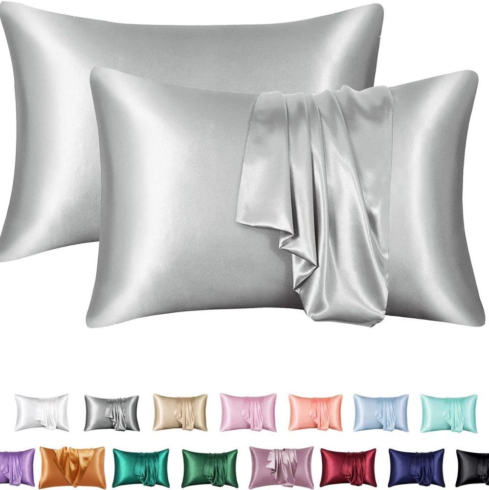 2-Pack Satin Pillowcase Silky Soft, 50 × 75cm, Light Gray
