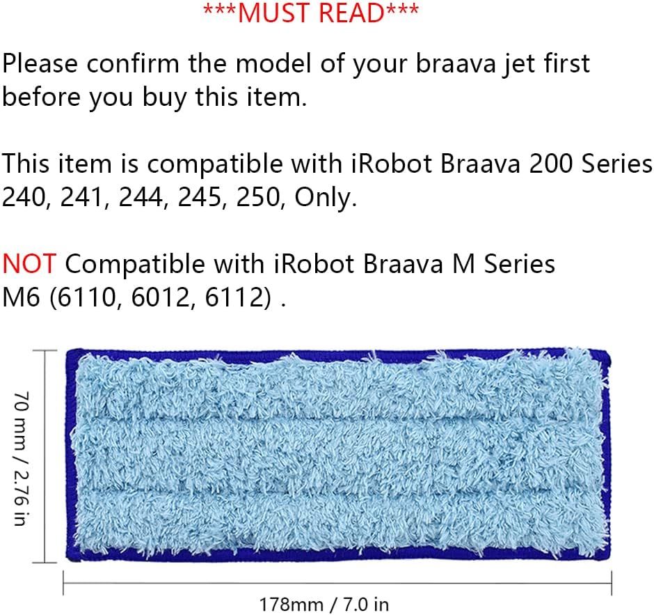 Replacement Washable & Reusable Wet Mopping Pad Compatible with iRobot Braava Jet 240, 241, 244, 245, 250 Robot Mops, Blue, 6-Pack โ image 2