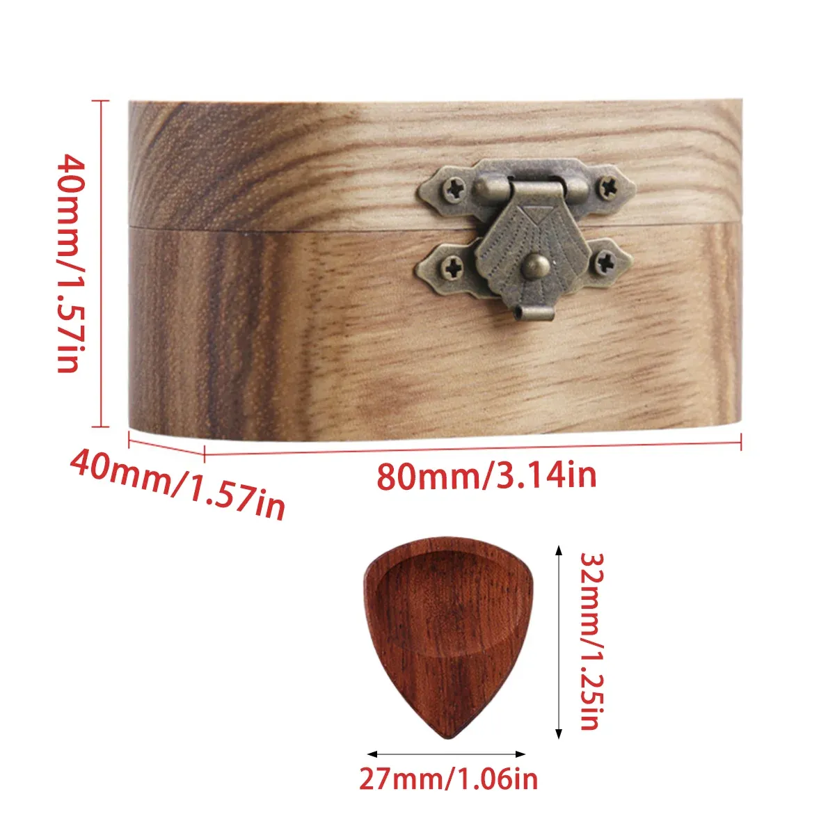 Solid Wood Guitar Pick Storage Case Moistureproof Durable Portable with Dividers — image 3
