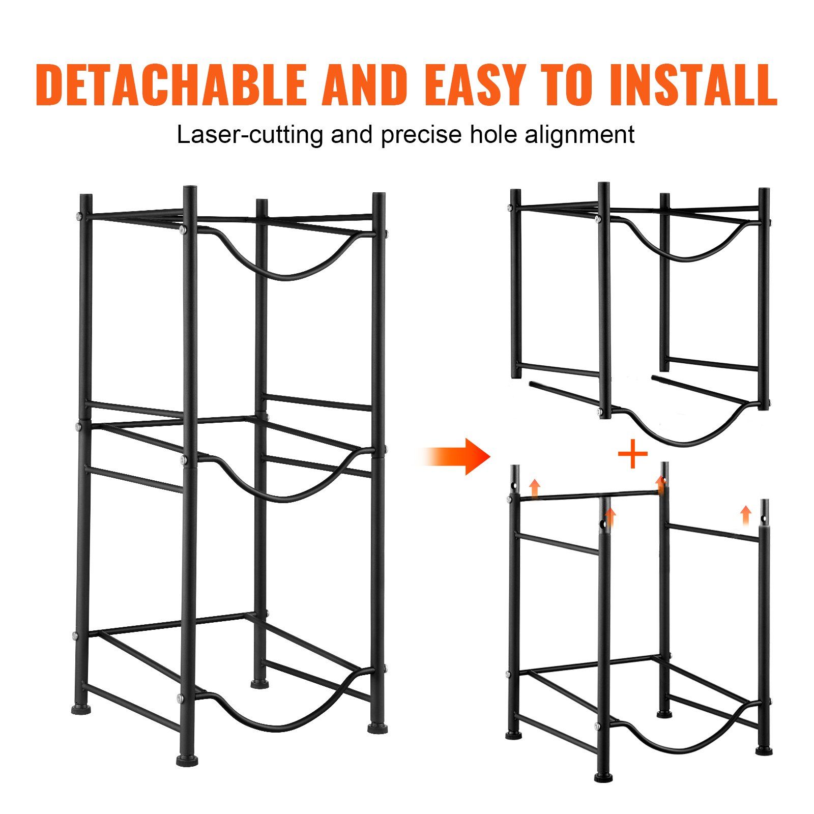 3 Tier 5 Gallon Water Bottle Holder Heavy Duty Single Row Water Jug Rack for 3 Bottles Kitchen Office Living Room Black — image 3