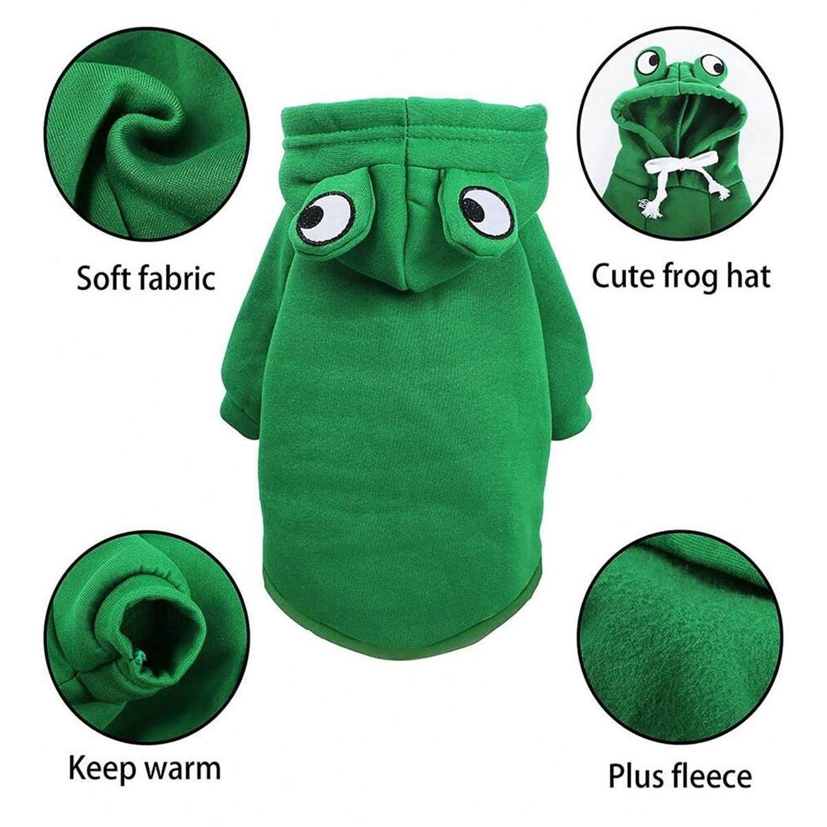 Warm Hooded Cartoon Frog Pet Clothes for Dogs and Cats Autumn Winter Vest - M โ image 4