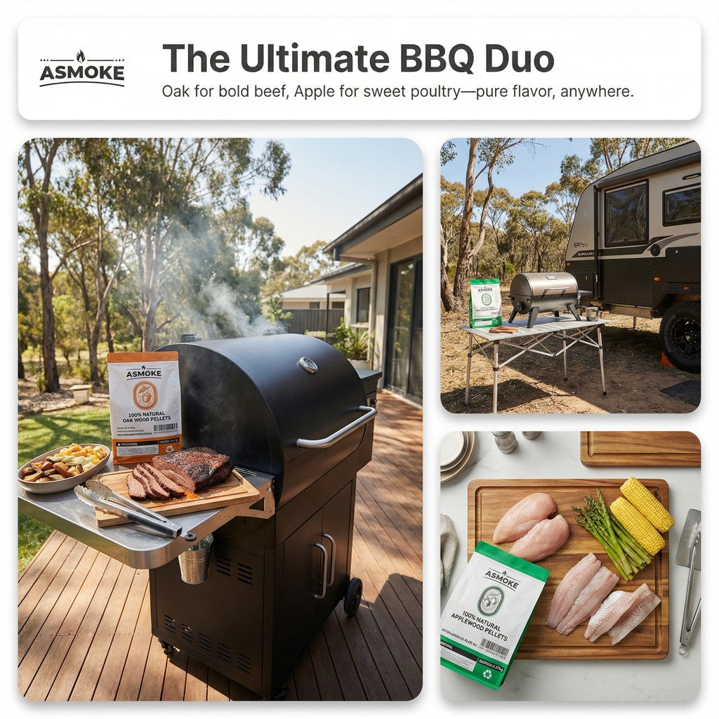ASMOKE 4-Piece Premium Wood Pellet Variety Pack - Oak & Apple (2x Oak, 2x Apple) — image 6