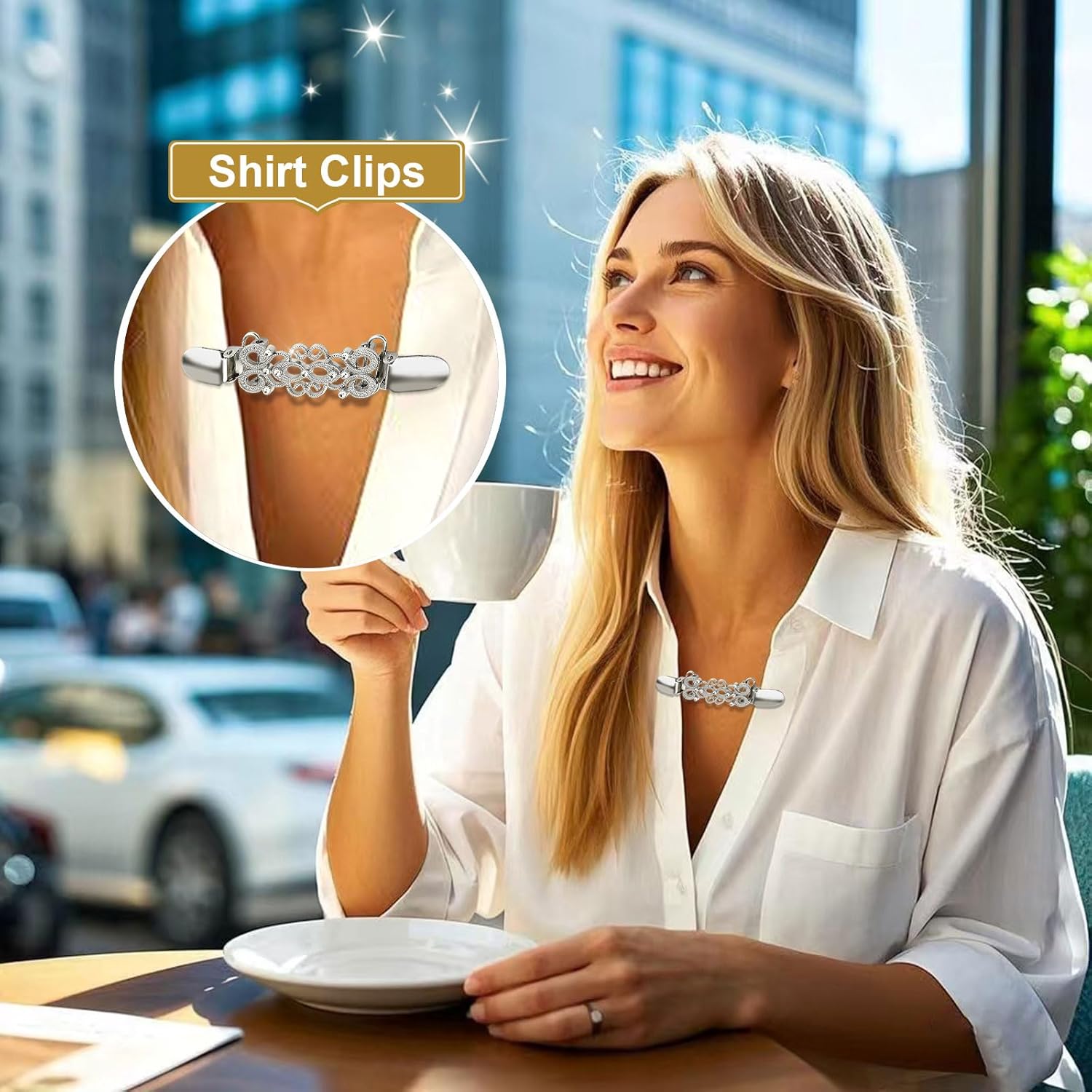 6PCS Retro Sweater Clips for Cardigans, Vintage Cinch Clip for Dresses, Variety of Styles Dress Clip Back of Shirts Cinches Shawl Clips for Different Women — image 6