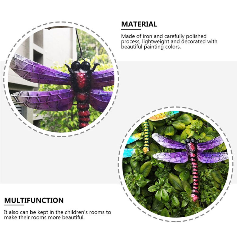 Wrought Iron Dragonfly Wall Hanging Courtyard Garden Porch Home Wall Balcony Art Decoration Outdoor Indoor Decor โ image 4