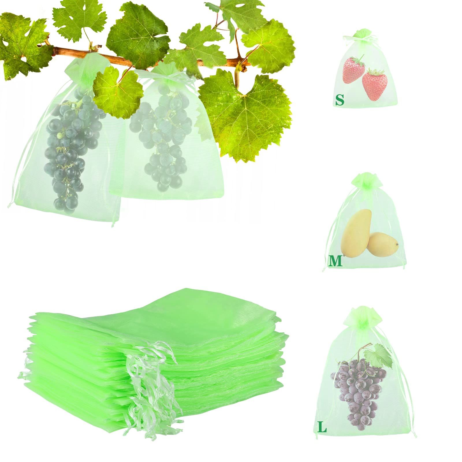 10 Pcs Fruit Protection Bags, Fruit Netting Bags with Drawstring, Garden Fruit Cover Mesh Bag to Protect Plants