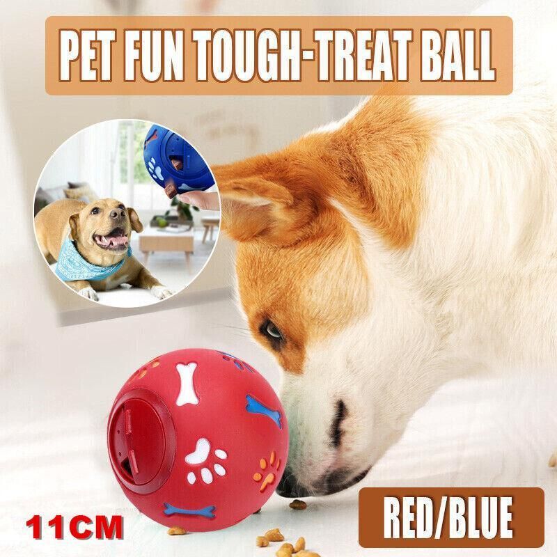 11cm Dog Pet Fun Tough-Treat Ball Tumbler Mental Food Dispenser Feeder Puzzle Toy - Blue โ image 2
