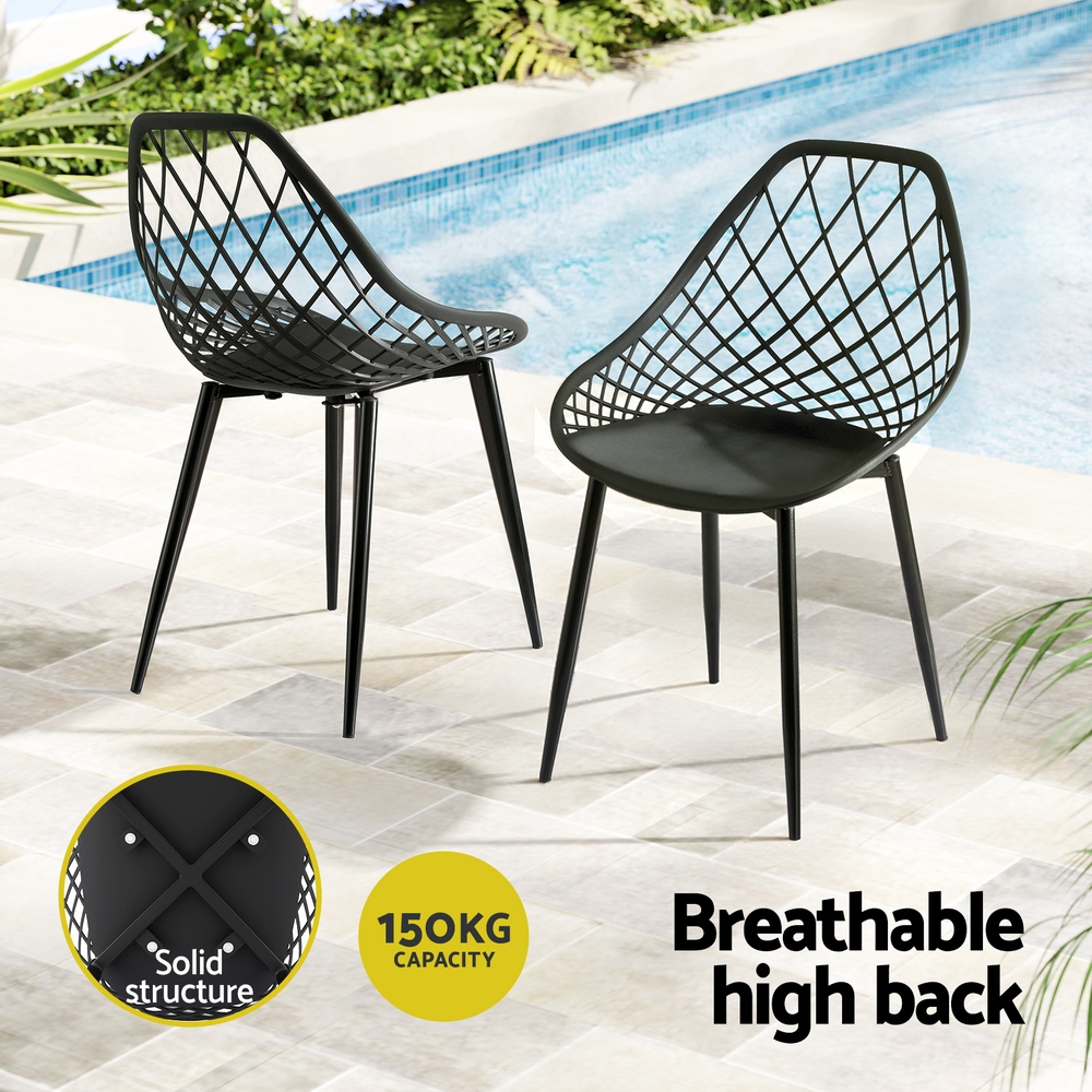Gardeon 4PC Outdoor Dining Chairs PP Lounge Chair Patio Garden Furniture Black — image 5