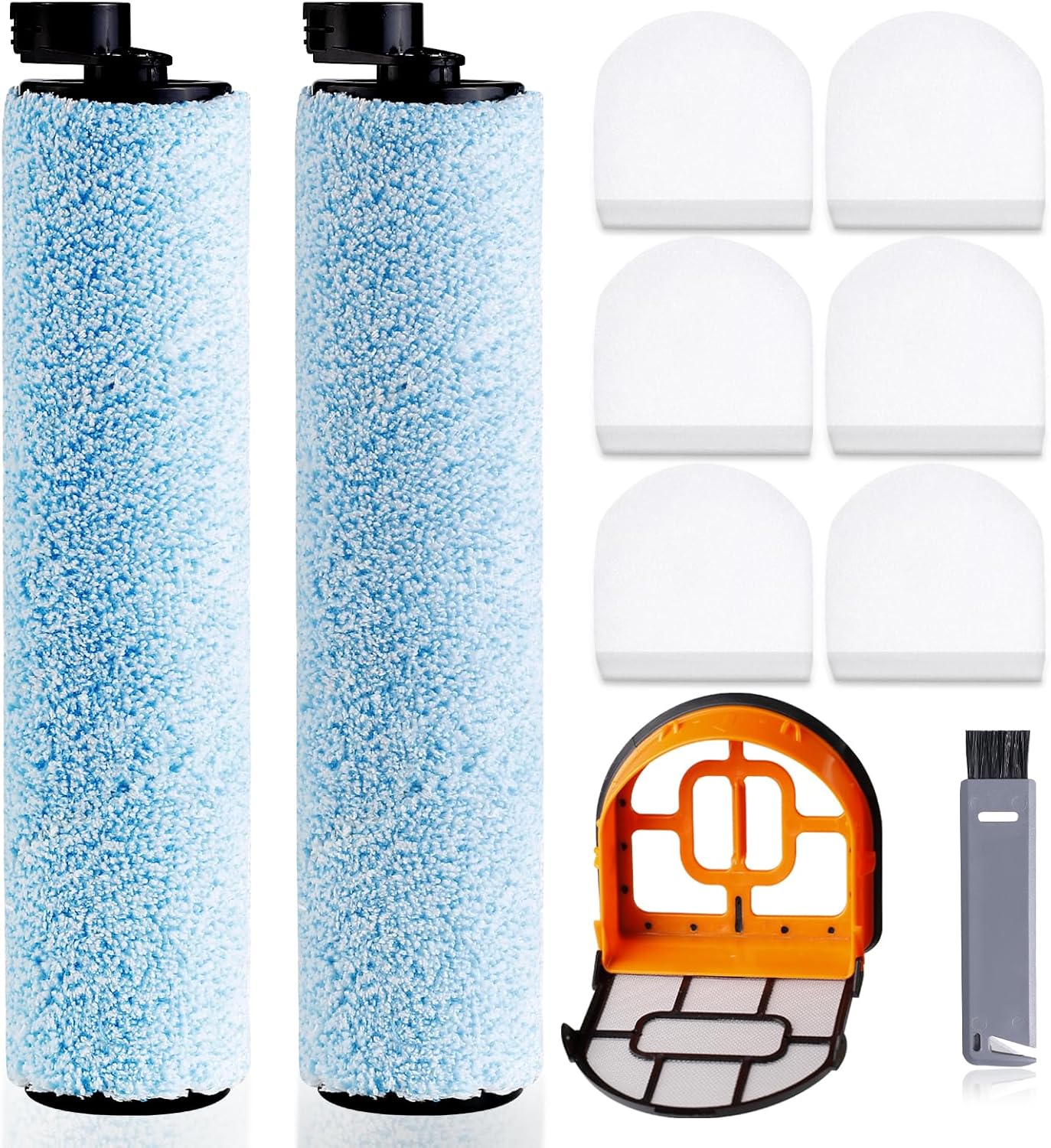 9 Pack Replacement Roller Brush and Foam Filters Kit Compatible with Shark WD161,WD261,AW261,3-in-1 Corded Vacuum Cleaner and All-in-One Cordless Hardfloor
