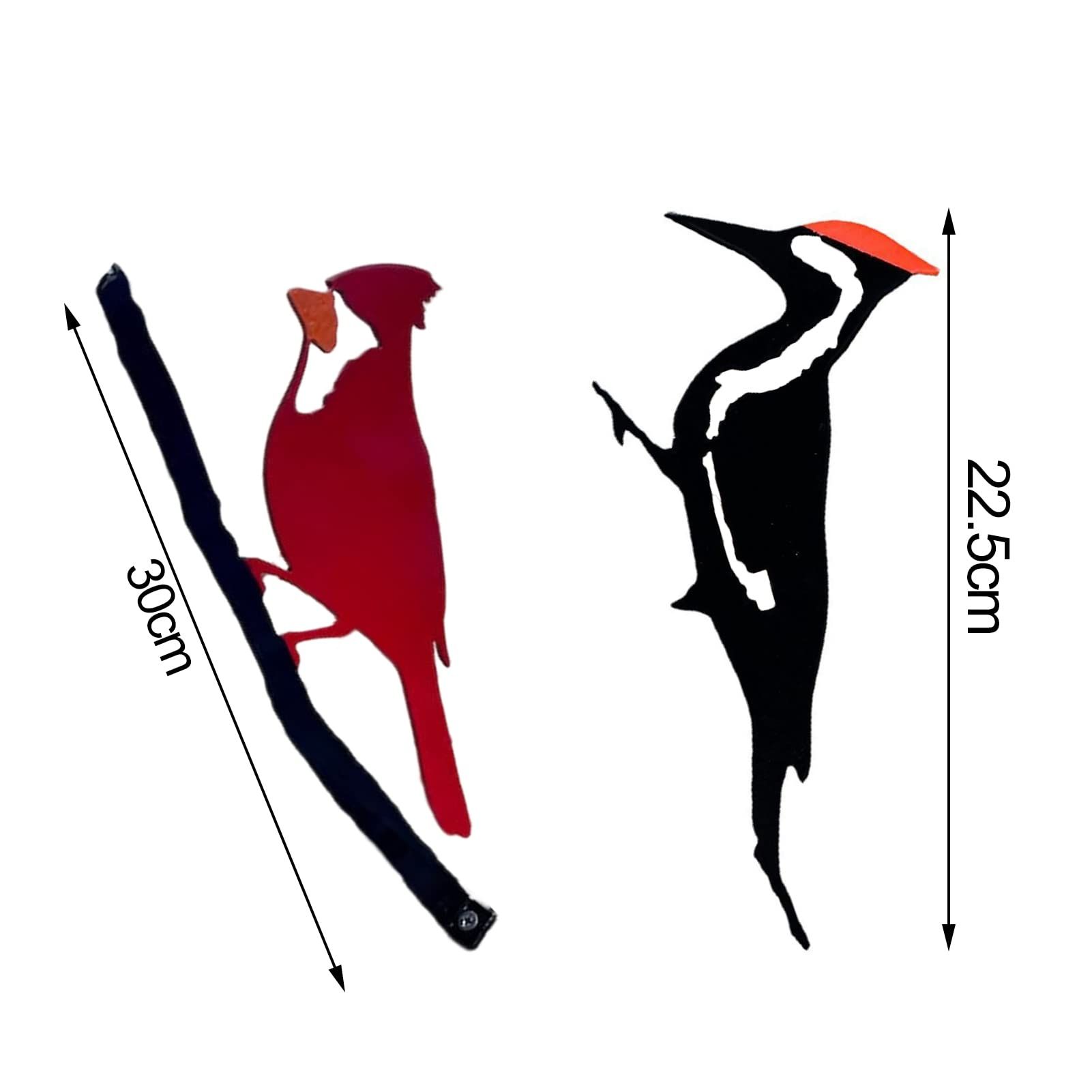 Woodpecker Silhouette Statue for Tree, Metal Bird Yard Art Decor, Bird Stake Ornament for Home, Lawn, Yard, & Farmhouse Black — image 5