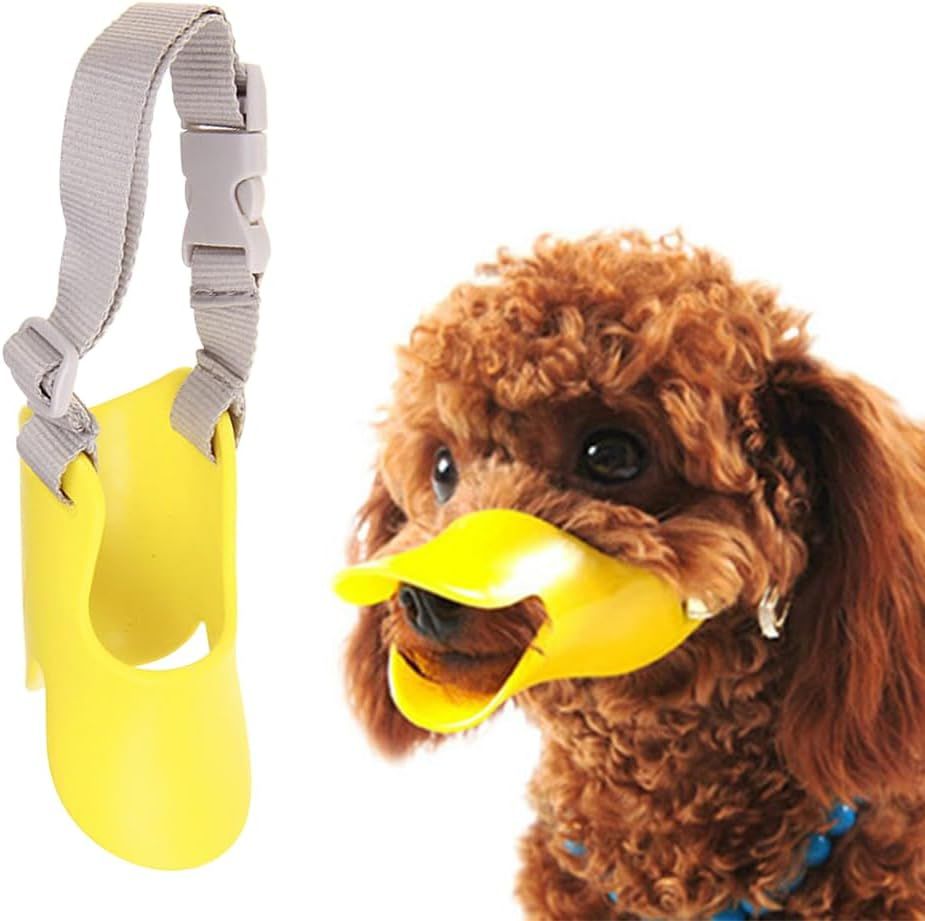 Dog Muzzle,Anti Bite Duck Mouth Shape DogMouth Covers,Soft Duck Silicone Mouth Cover with Adjustable Strap,Small Medium Dogs Muzzle Mask to Prevent