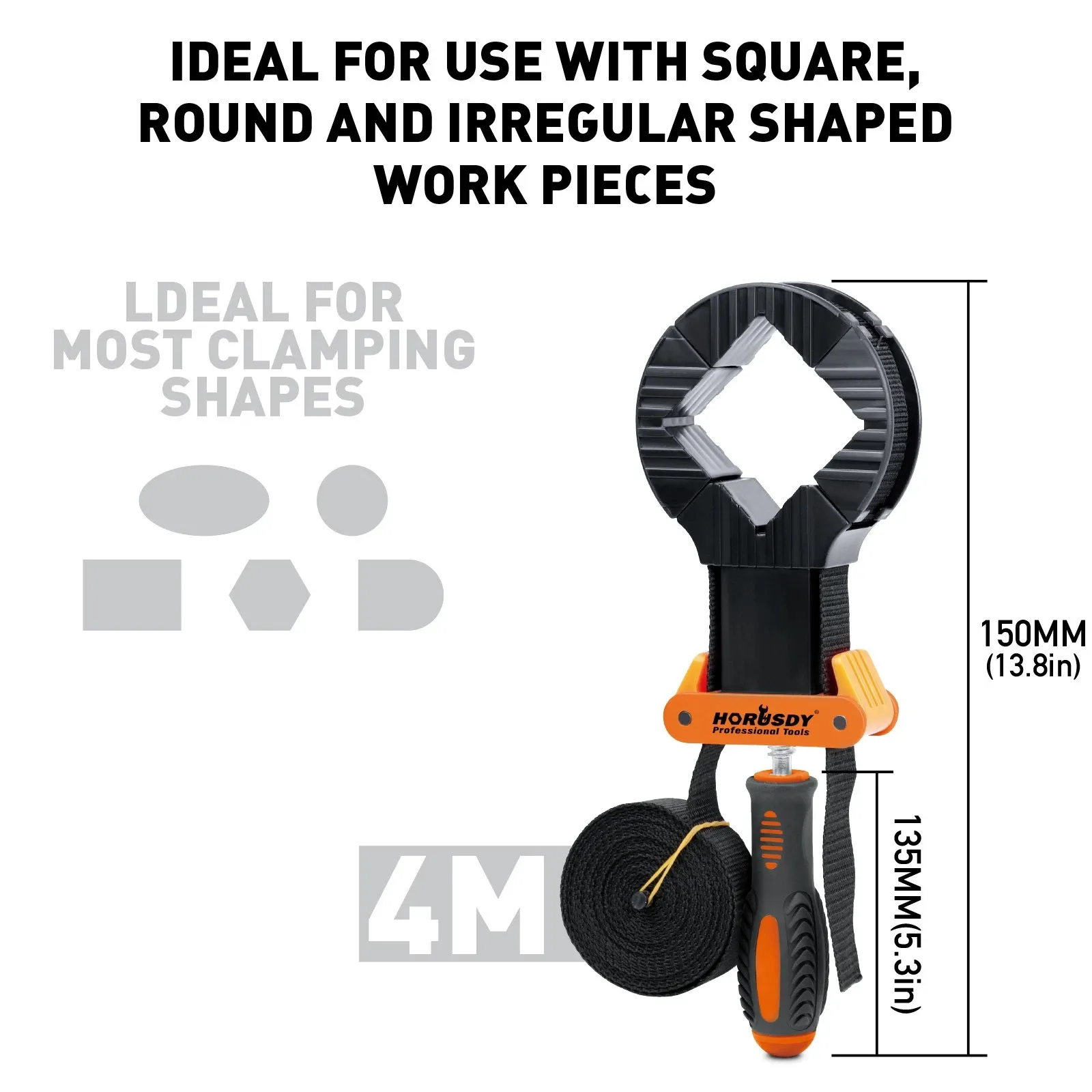 HORUSDY 4PCS Belt Clamp Set Spring Clamps 4M Adjustable Strap Frame Woodworking — image 3