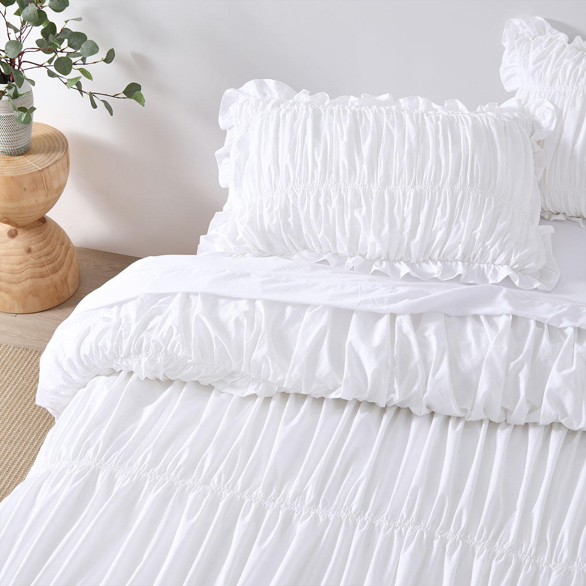 Vintage Design Homewares Haven White Washed Cotton Ruched Quilt Cover Set King — image 3