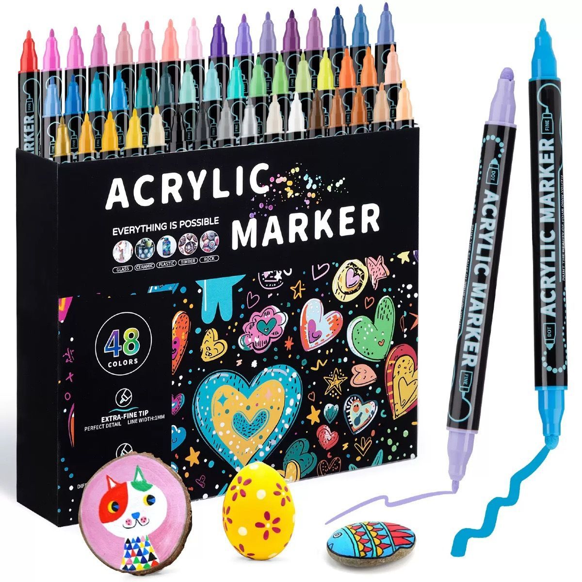Double-Headed Acrylic Markers Art Marker Set Sketch Pens Permanent Markers - Multi-color - Size 48 colors — image 6