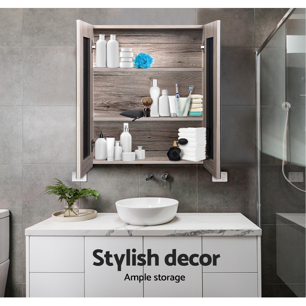 Cefito Bathroom Mirror Cabinet 600x720mm Oak โ image 5