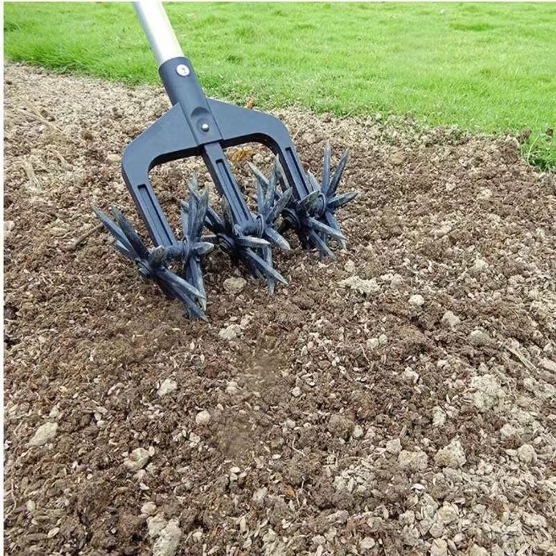 Rotary Cultivator Tool, Hand Held Garden Cultivator with Detachable Tines for Reseeding Grass Or Soil Mixing (Without Pole) — image 4
