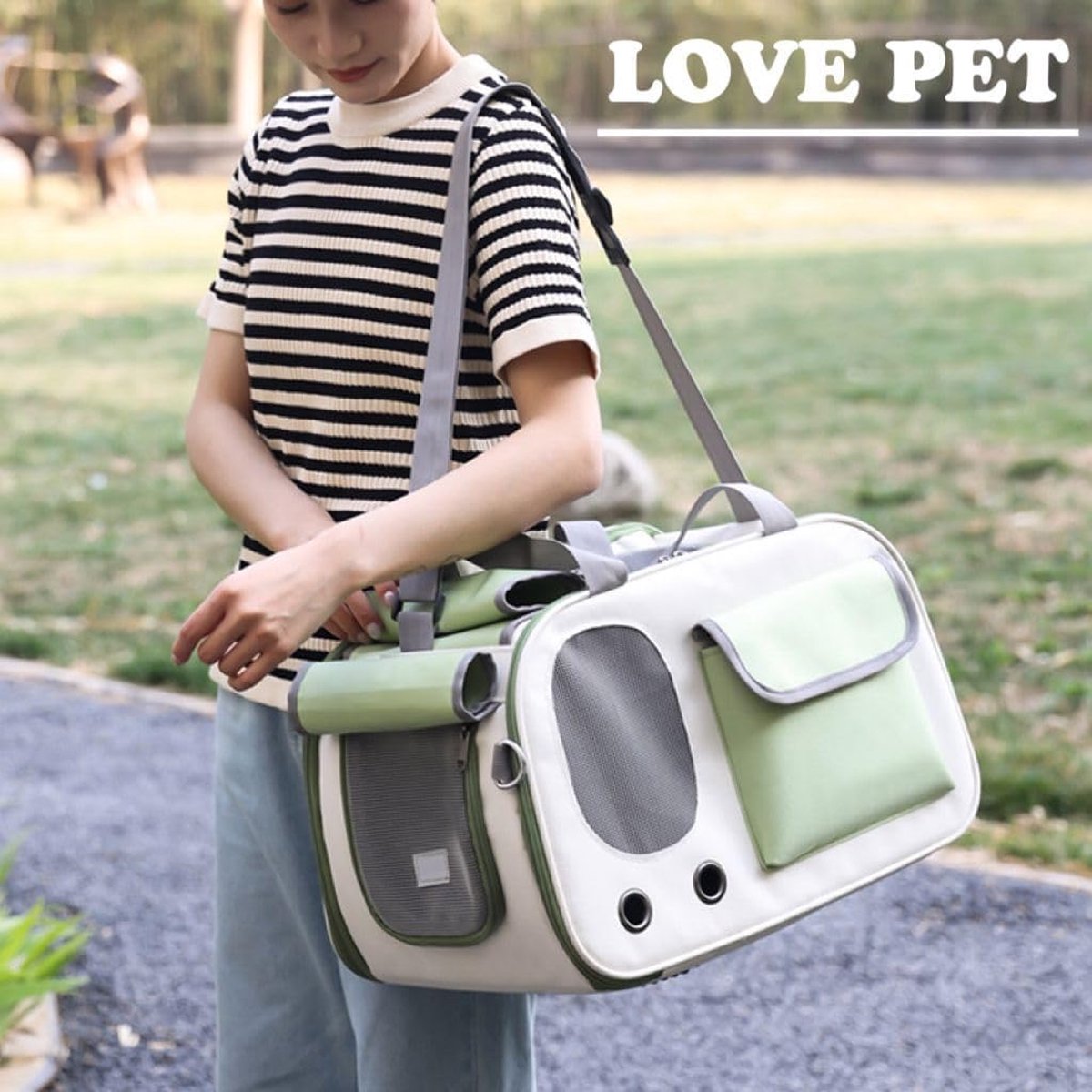 Cat and Dog Transport Bag - Travel Basket - Foldable Cat Transport Box - Cat Bag - Pet Carrier Bag with breathable holes and pockets - for medium-sized cats — image 3