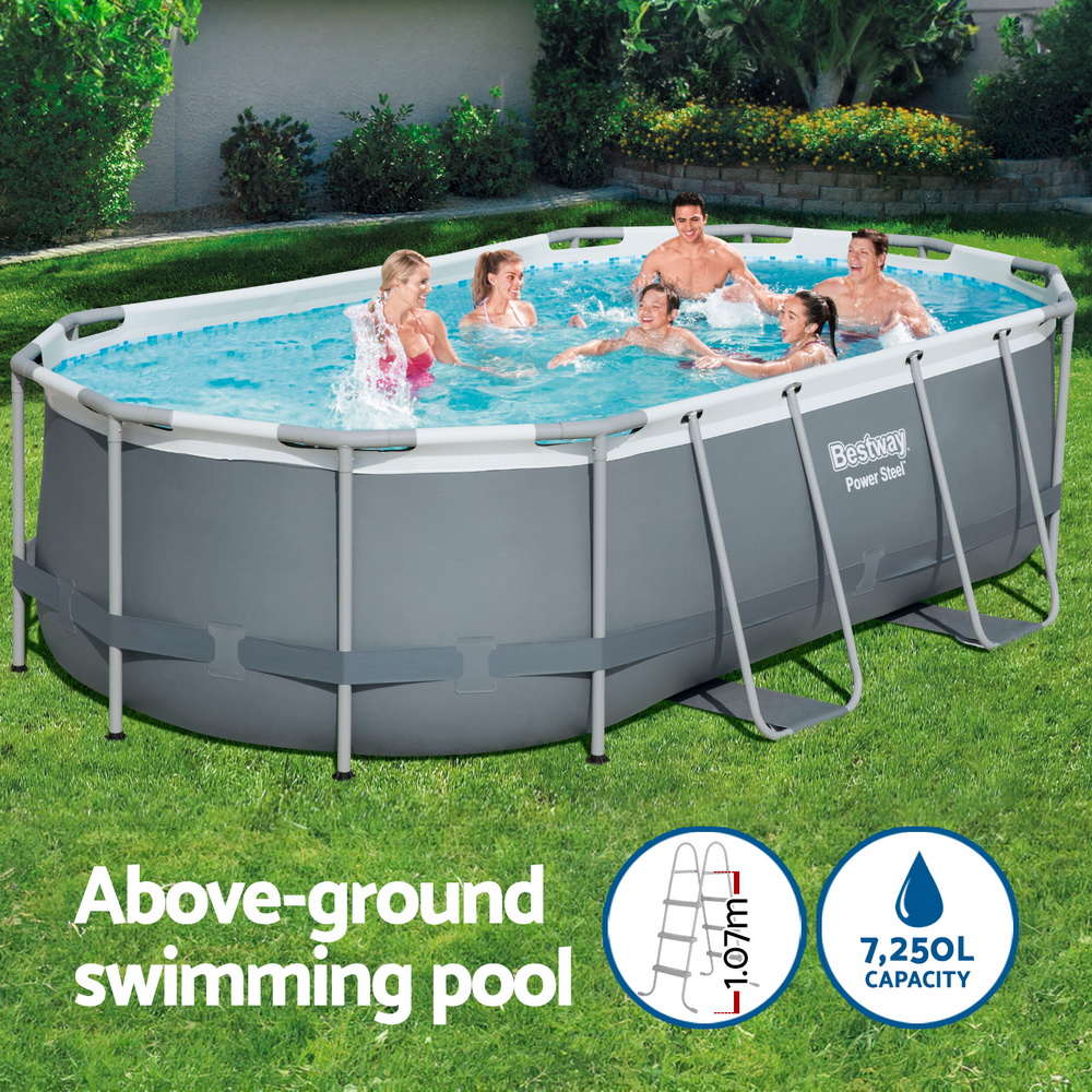 Bestway Swimming Pool 427x250x100cm Steel Frame Above Ground Pools Filter Pump Ladder 7250L — image 4