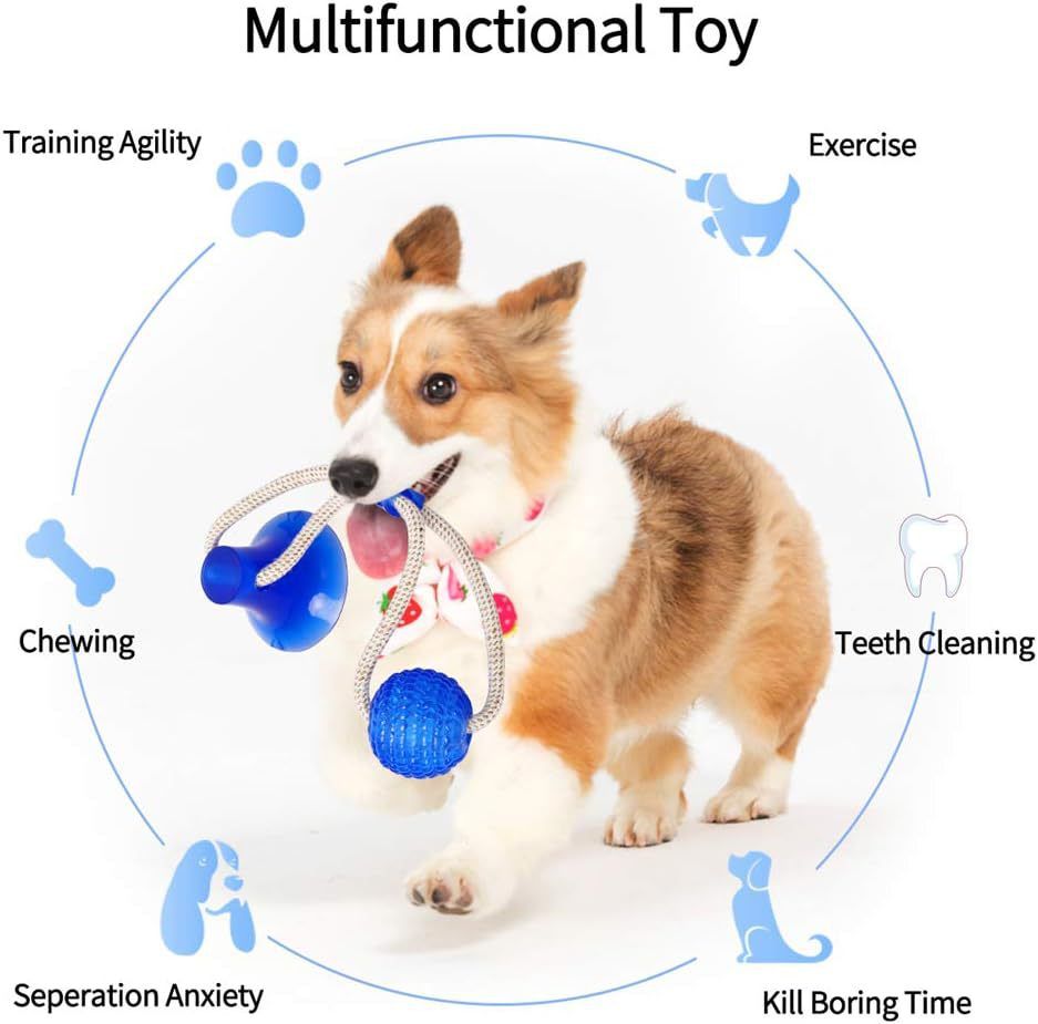 Multifunction Pet Molar Bite Toy Cleaning Teeth Safe Elasticity Soft for Dog Puppy Dog Rope Toys(blue) — image 2
