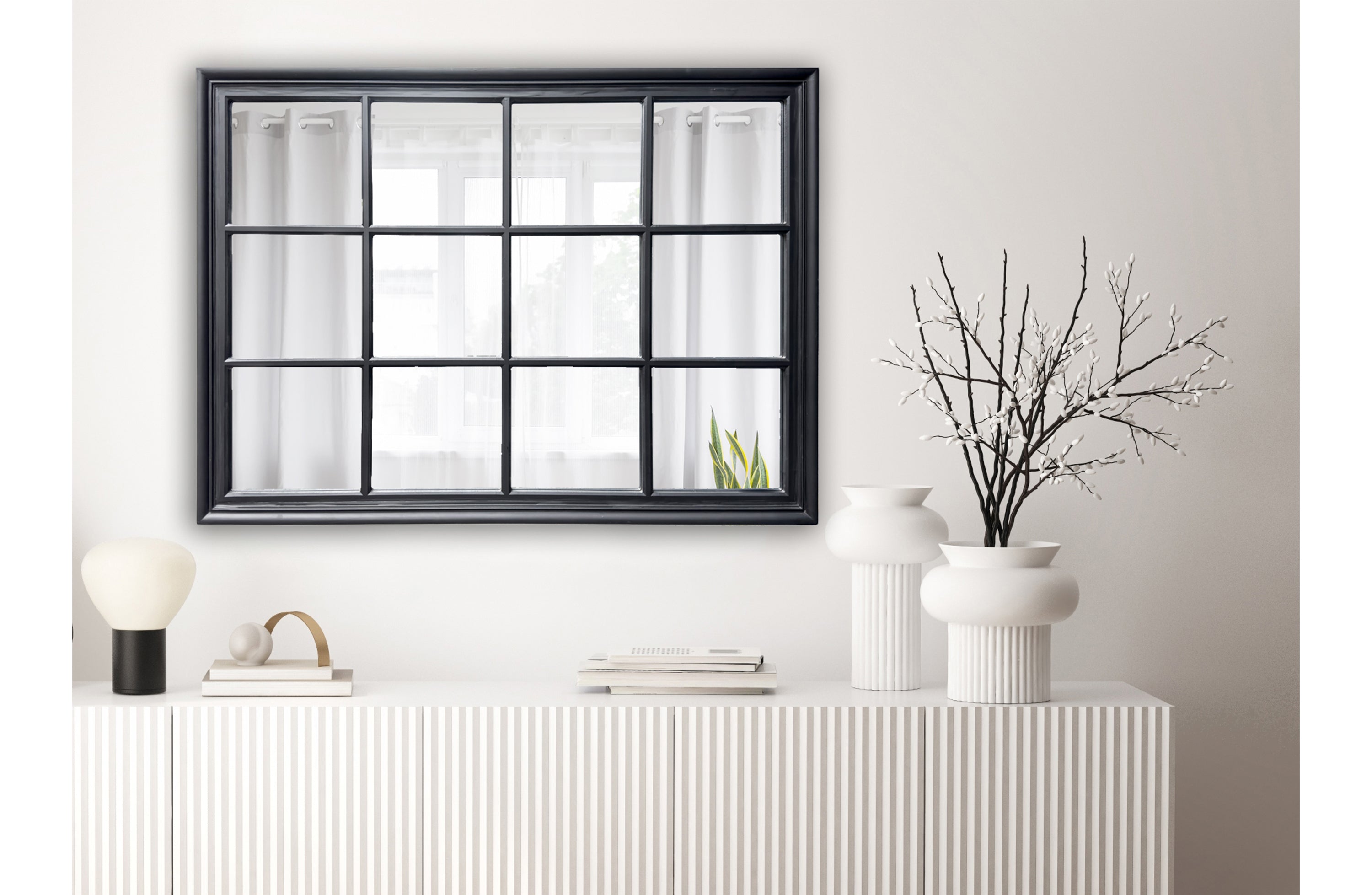 Window Style Mirror - Black Rectangle 95cm x 130cm โ image 2
