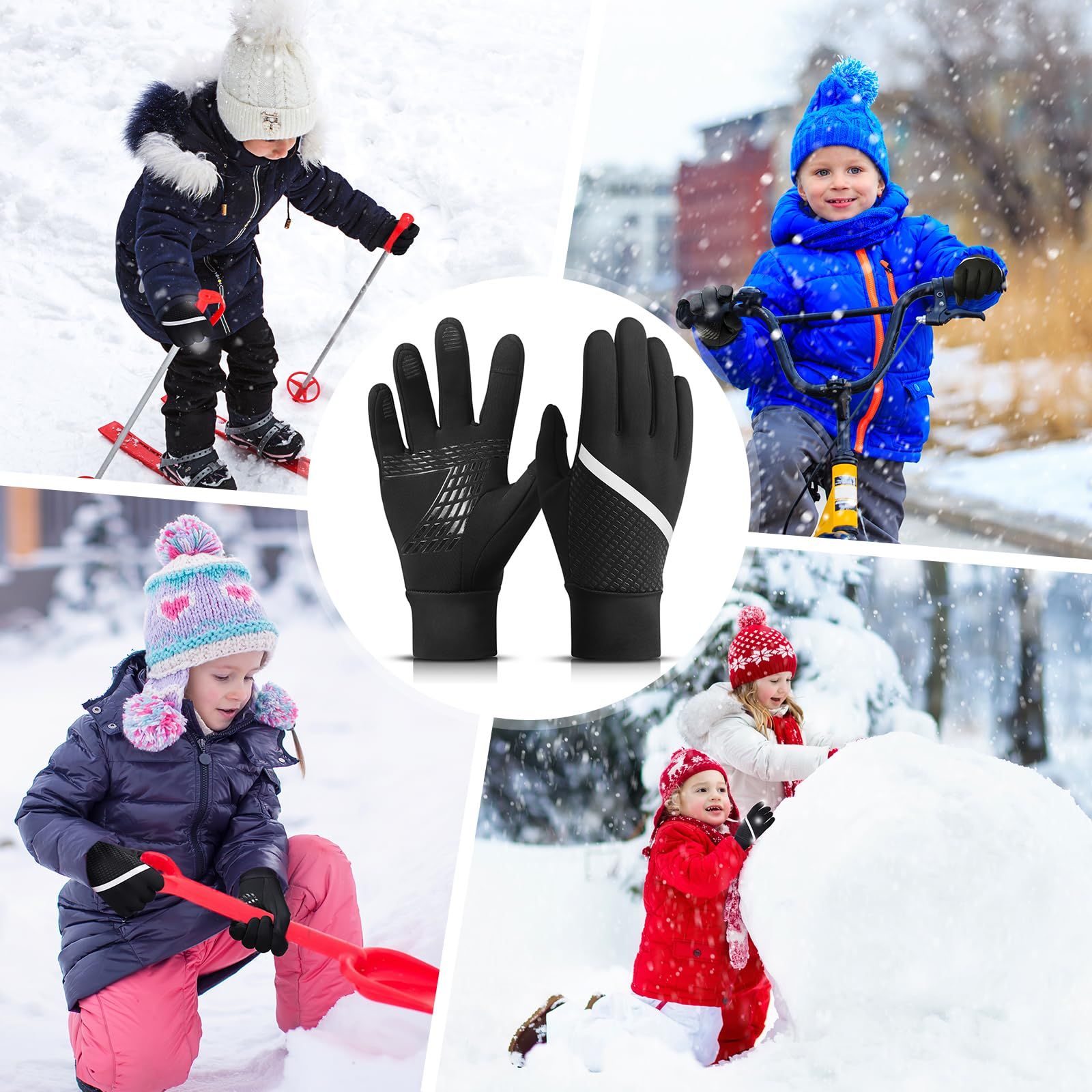 Winter Kids Warm Sports Gloves, Touchscreen Anti-Slip Cold Weather Bike Glove for Running Mountain Snow Ski Boys โ image 4