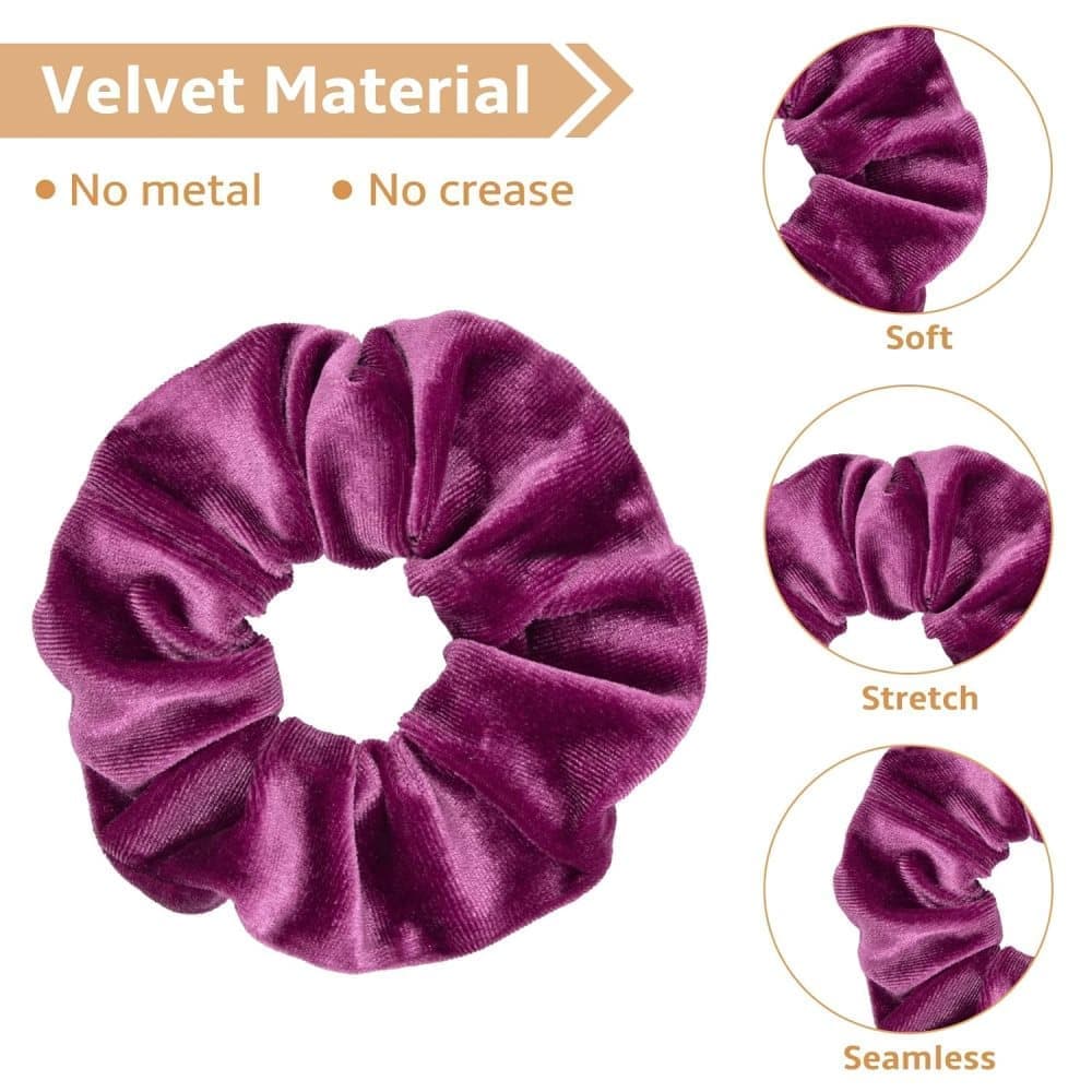 12pcs Velvet Hair Scrunchies for Women, Large Size — image 5