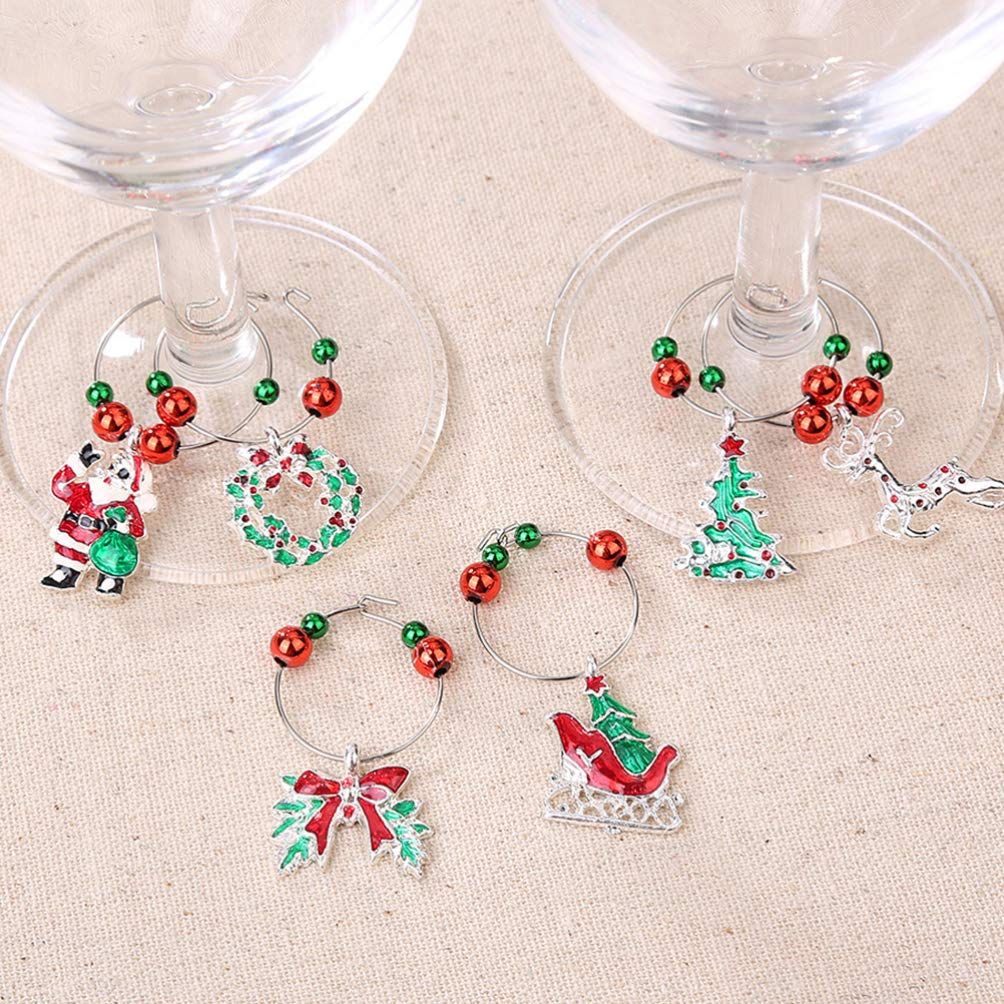 6pcs glass tumblers drinking glasses decor Glass decorations bottle tag glass charms ring decorate decorative circle — image 4
