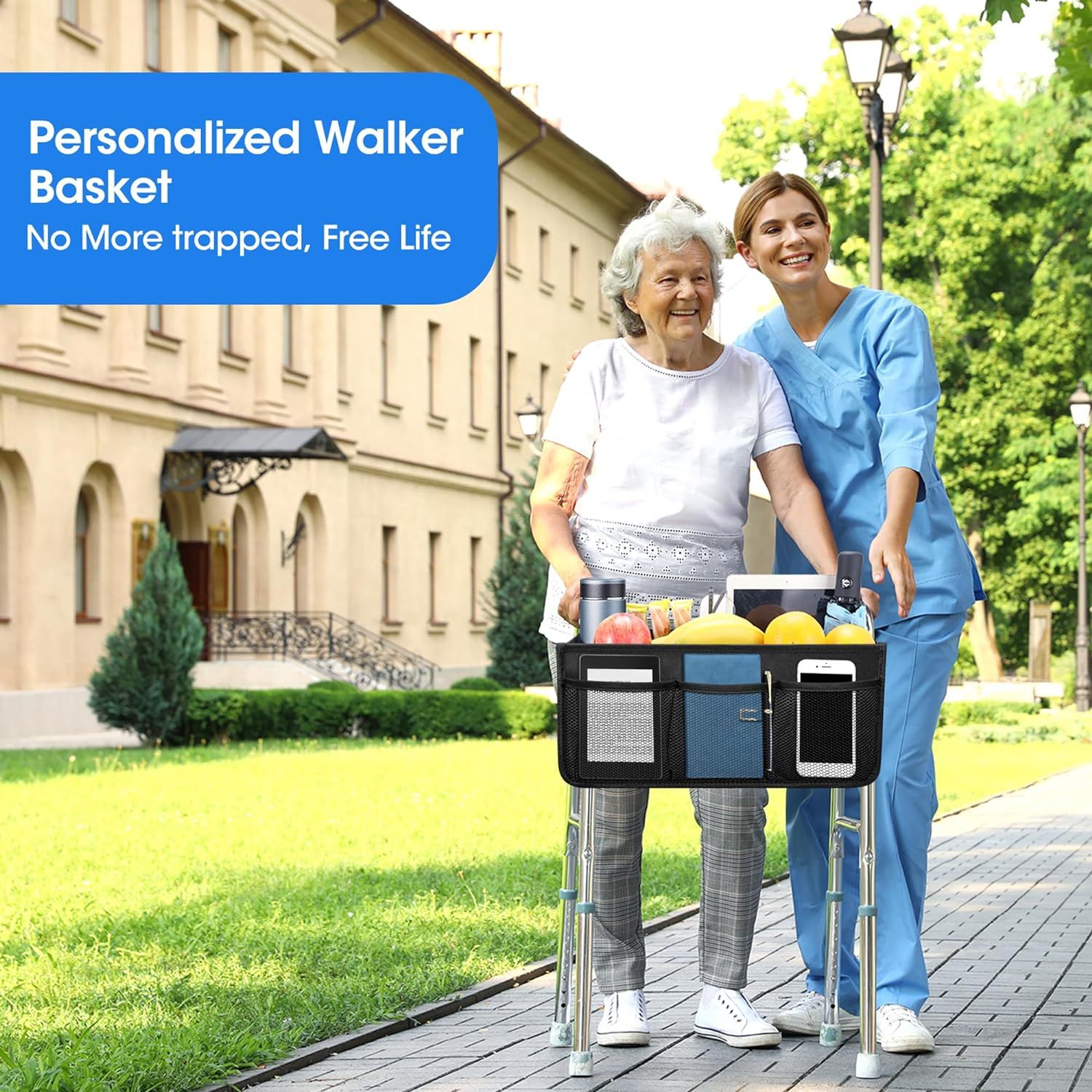 Upgrade Basket Walker Bag Water Cup Holder, Foldable Storage Bag with Big Capacity & Never Tipping Over, Best Gift for Family โ image 4