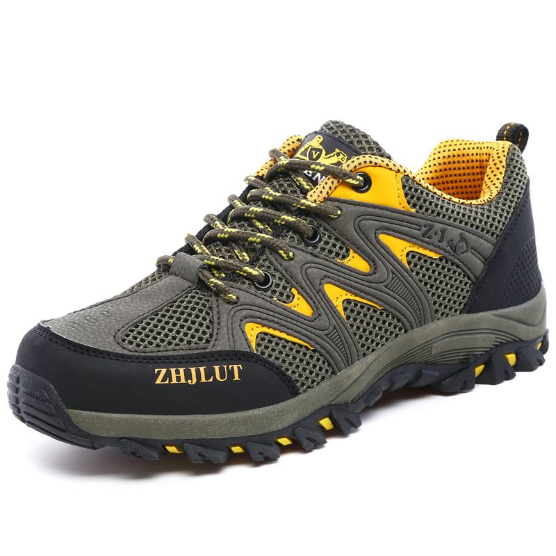 Qifeng Men Women Outdoor Breathable Hiking Shoes Army Green 37