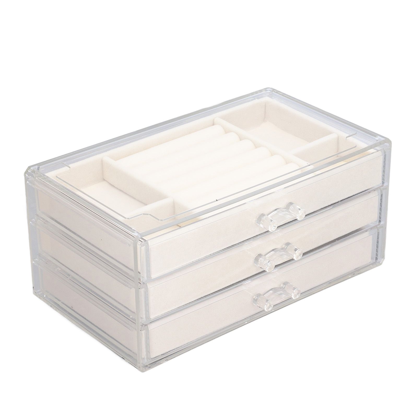 Acrylic Jewelry Organizer Clear Acrylic Beige Drawer Desk Storage Jewelry Box for Stud Earrings Necklace Jewelry — image 6