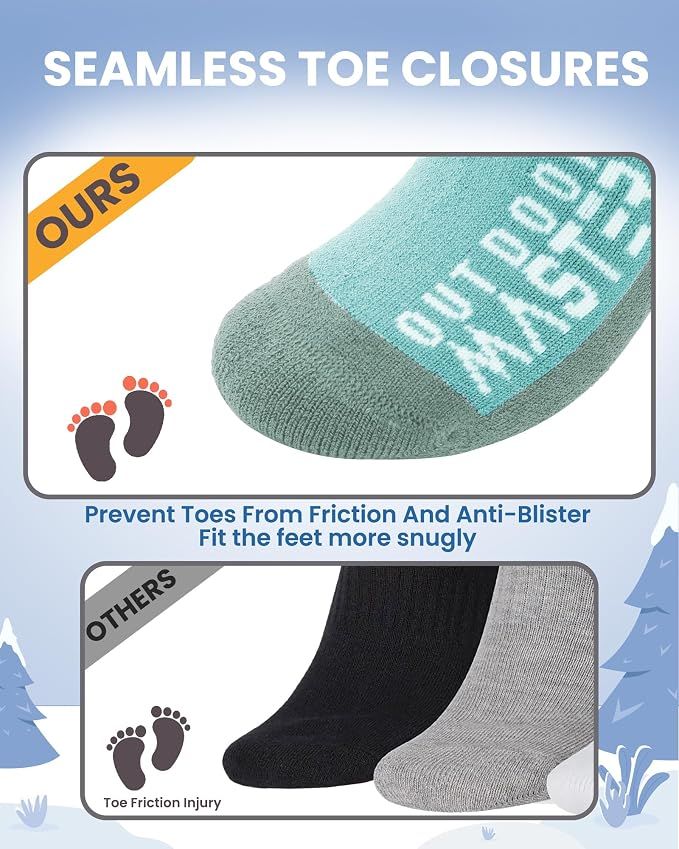 OutdoorMaster Merino Wool Ski Socks for Kids Boys & Girls Thermal Winter Warm Snowboarding Cold Weather-3 pack, Medium โ image 6